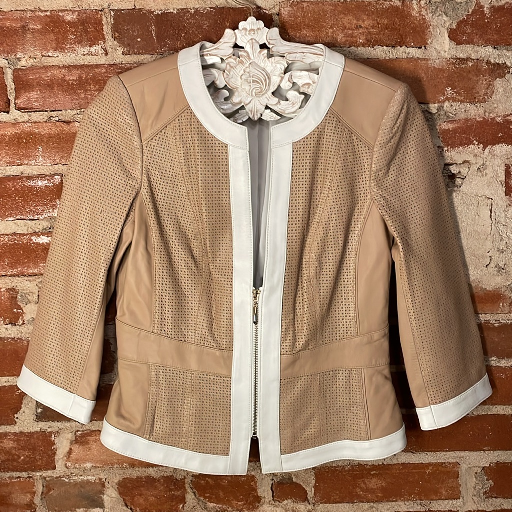Nwot Whbm Leather Jacket White House Black Market Perforated Leather Jacket $450